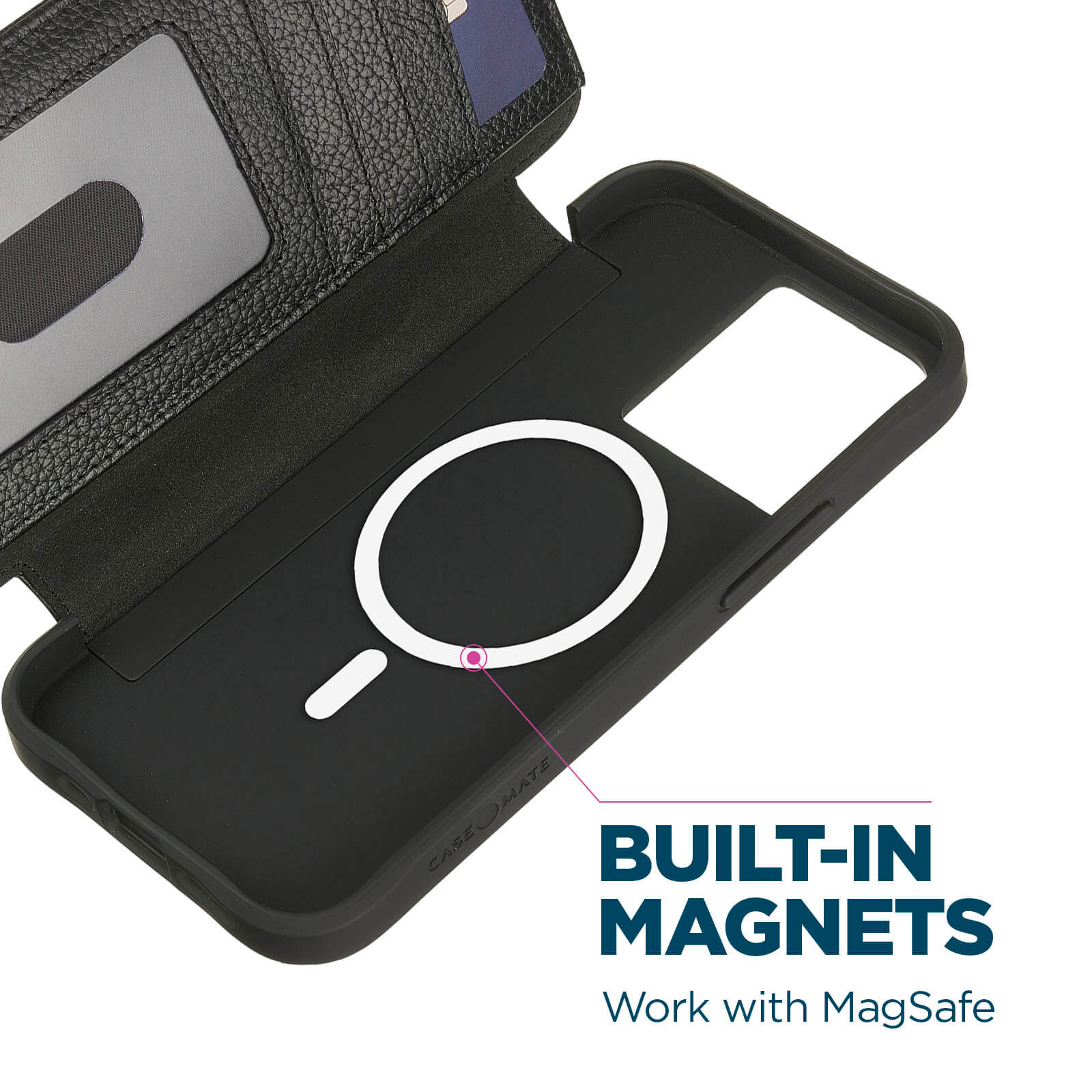 CASE-MATE Wallet Folio (MagSafe) coque iPhone 14 Plus noire en cuir