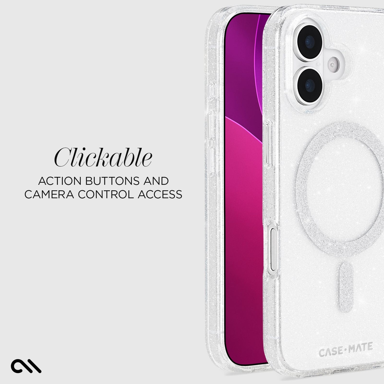 CASE-MATE Sheer Twinkle Silver MagSafe coque iPhone 17 argentée