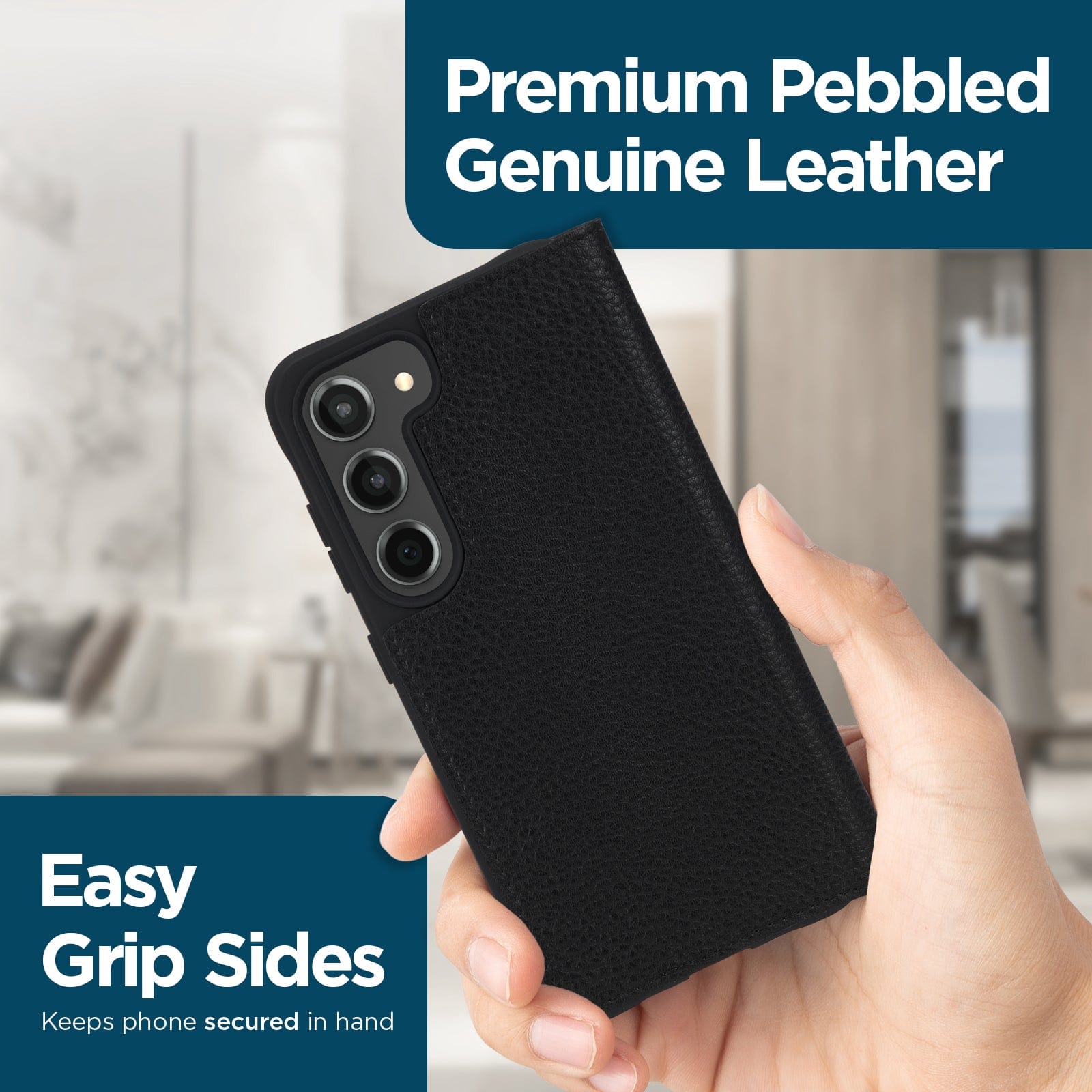 CASE-MATE Phone Cases Wallet Folio Galaxy S23 coque portefeuille noire en cuir