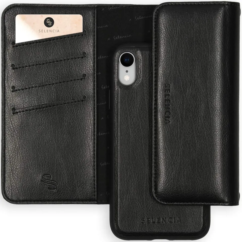 SELENCIA Pochette de protection iPhone Xr étui téléphone noir RFID