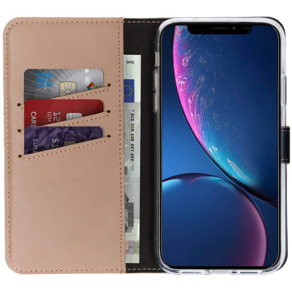 SELENCIA Booktype iPhone XR étui à rabat marron cuir 3 cartes