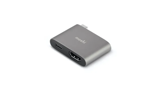 MOSHI Cables and Adapters Compact USB-C to HDMI Adapter with USB PD Pass-Through Charging adaptateur HDMI gris titane 4K