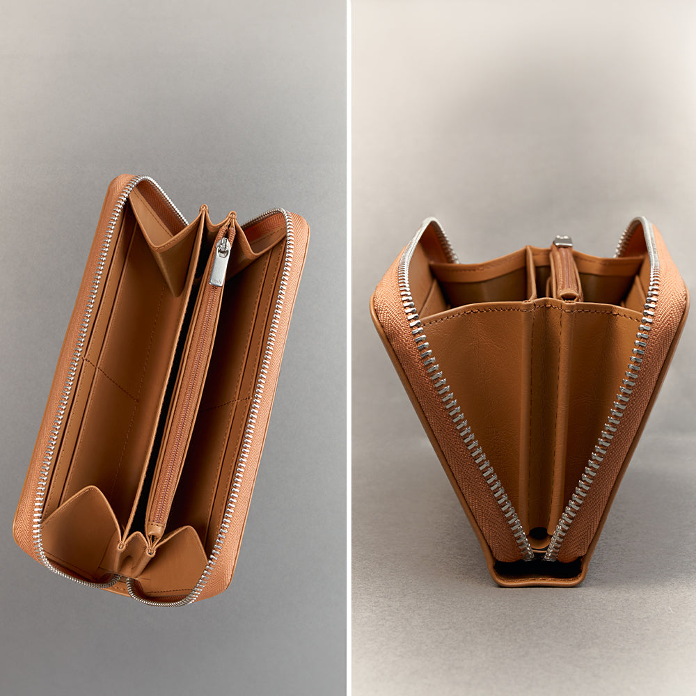 Moshi Wallets Folia Zip-Around Long Wallet portefeuille long zippé noir ardoise et caramel