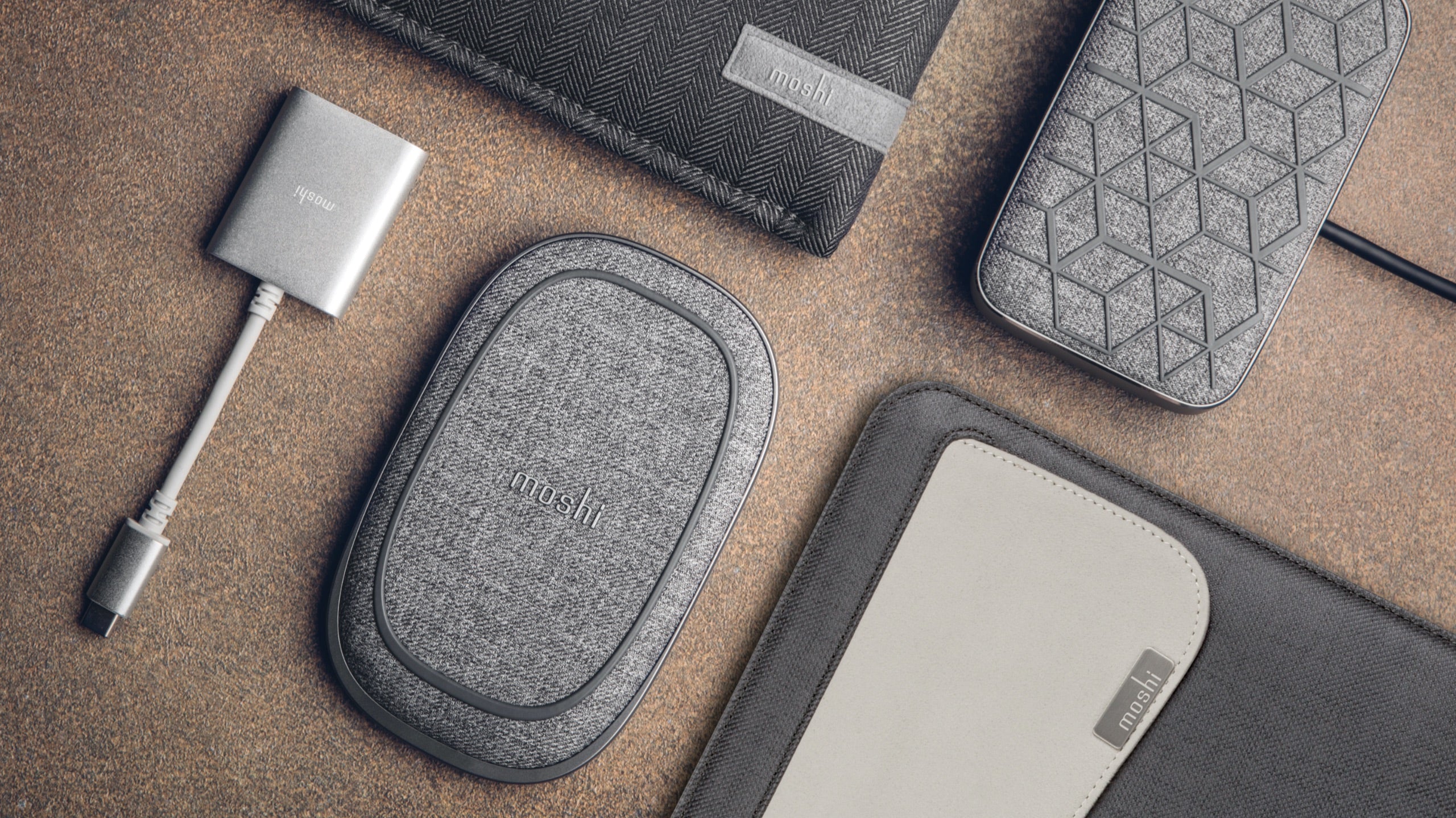 Moshi Chargers Porto Q 5K batterie externe sans fil 5 000 mAh gris nordique Qi