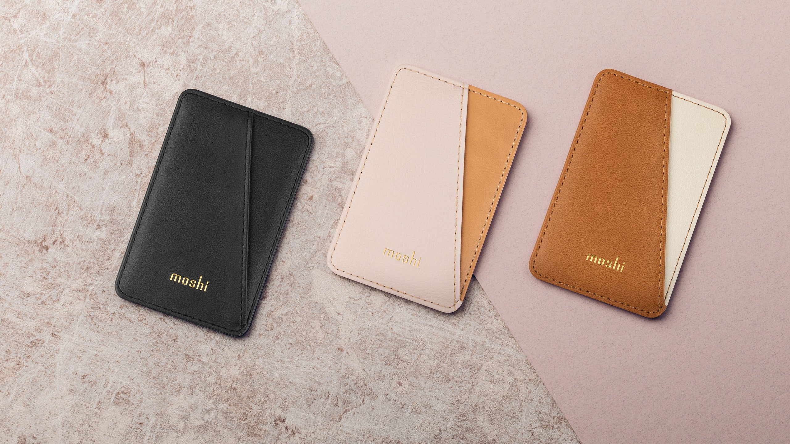 Moshi Wallets SnapTo™ Magnetic Slim Wallet porte-cartes caramel brun magnétique