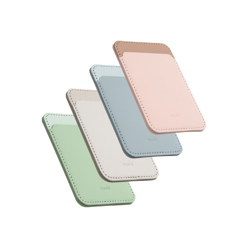 Moshi Wallets Magnetic Slim Wallet (MagSafe & Qi2 Compatible) - Mist Haven Edition portefeuille magnétique gris