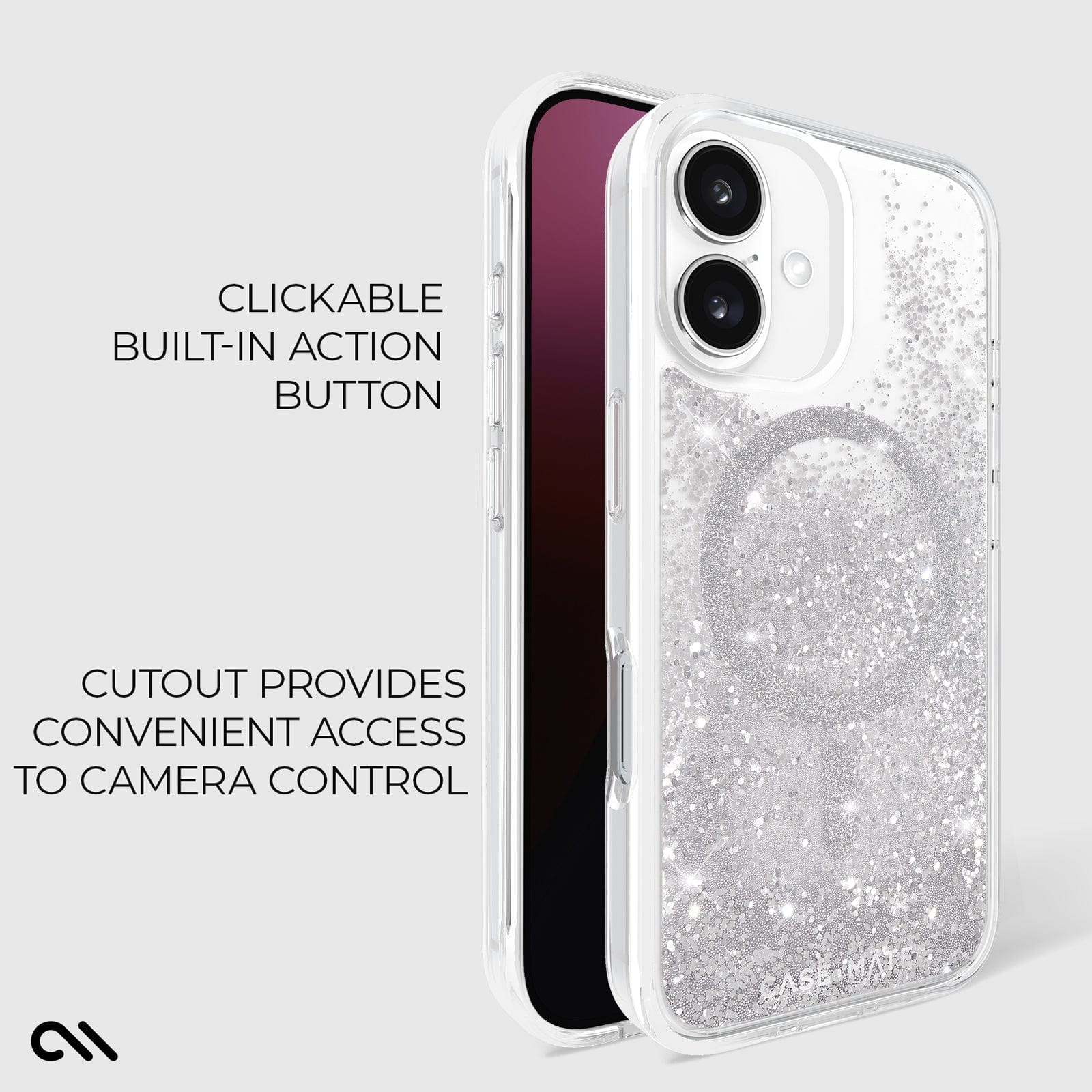 CASE-MATE Phone Cases Waterfall Silver MagSafe coque iPhone 16 argentée