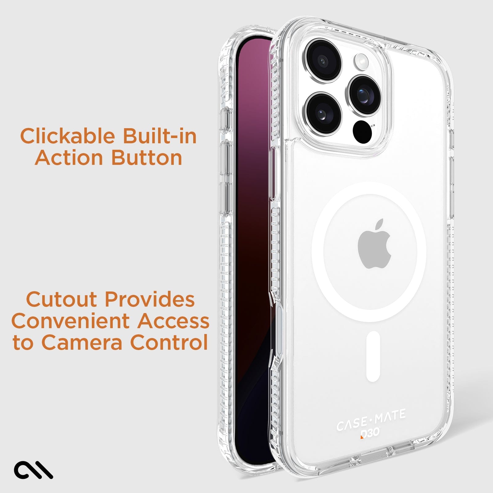 CASE-MATE Phone Cases Tough D3O® Clear MagSafe coque iPhone 16 Pro Max transparente antichoc