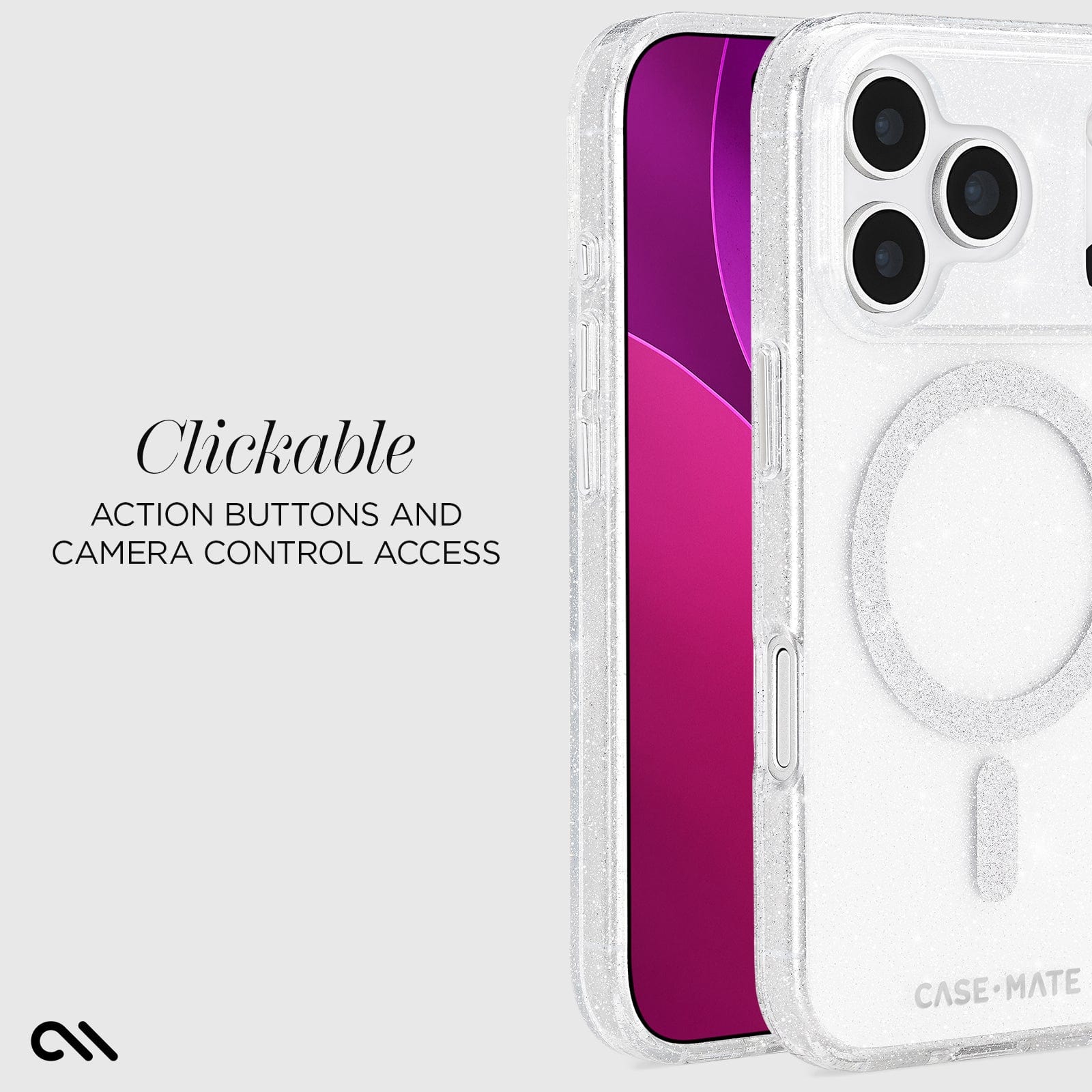 CASE-MATE Phone Cases Sheer Twinkle Silver MagSafe coque argent iPhone 17 Pro