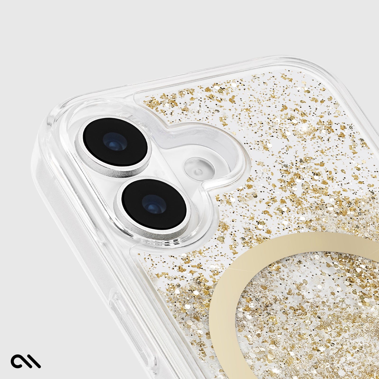 CASE-MATE Waterfall Gold MagSafe iPhone 17 coque dorée pailletée
