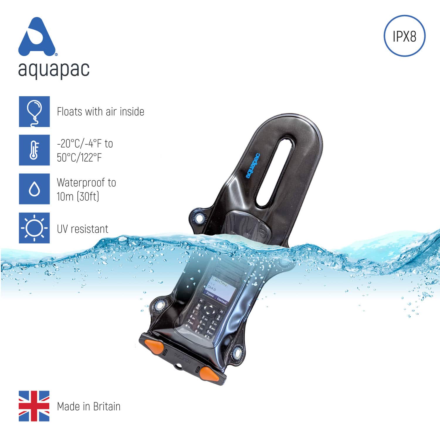 Aquapac 2-Way VHF Radios PRO Harness Waterproof VHF Radio Case étui radio IPX8