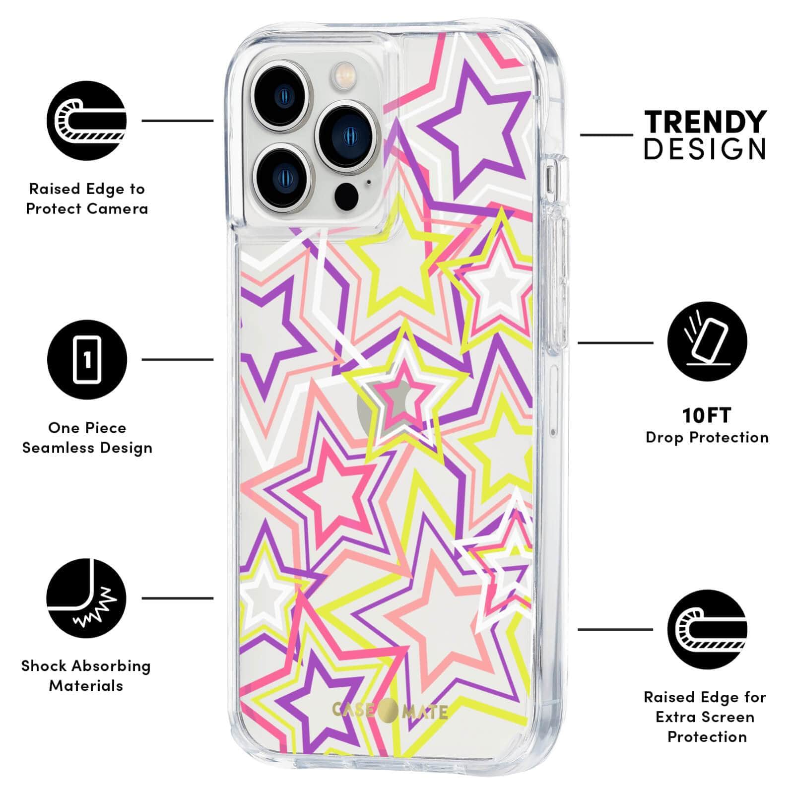 CASE-MATE Phone Cases Neon Stars coque iPhone 13 Pro multicolore