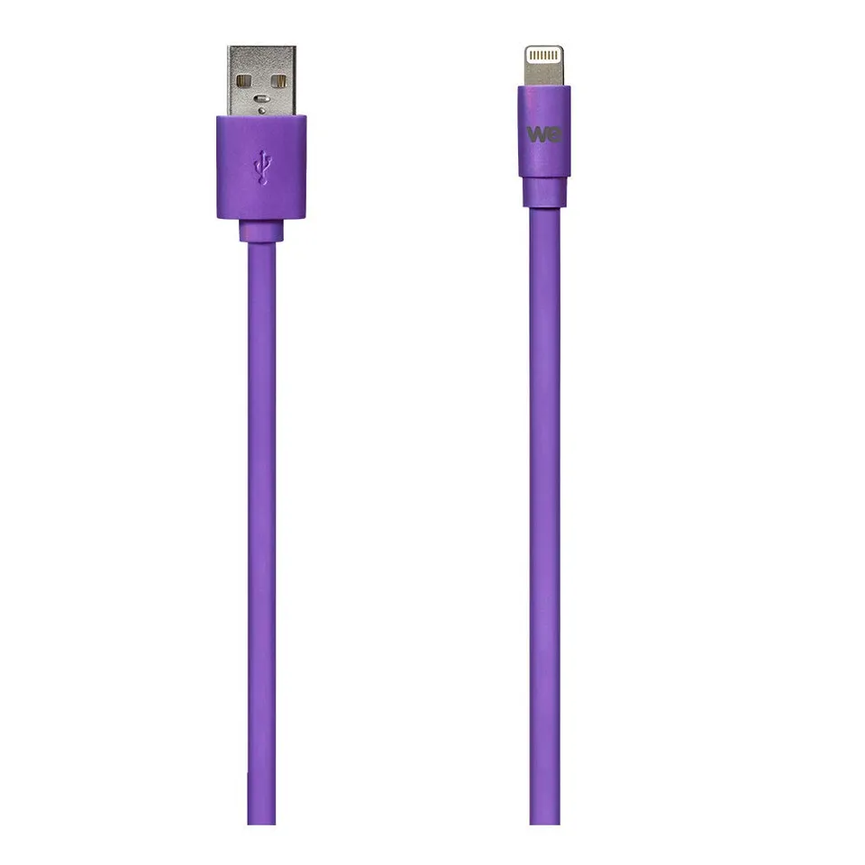 WE Cables câble USB Lightning plat 1 m violet en silicone