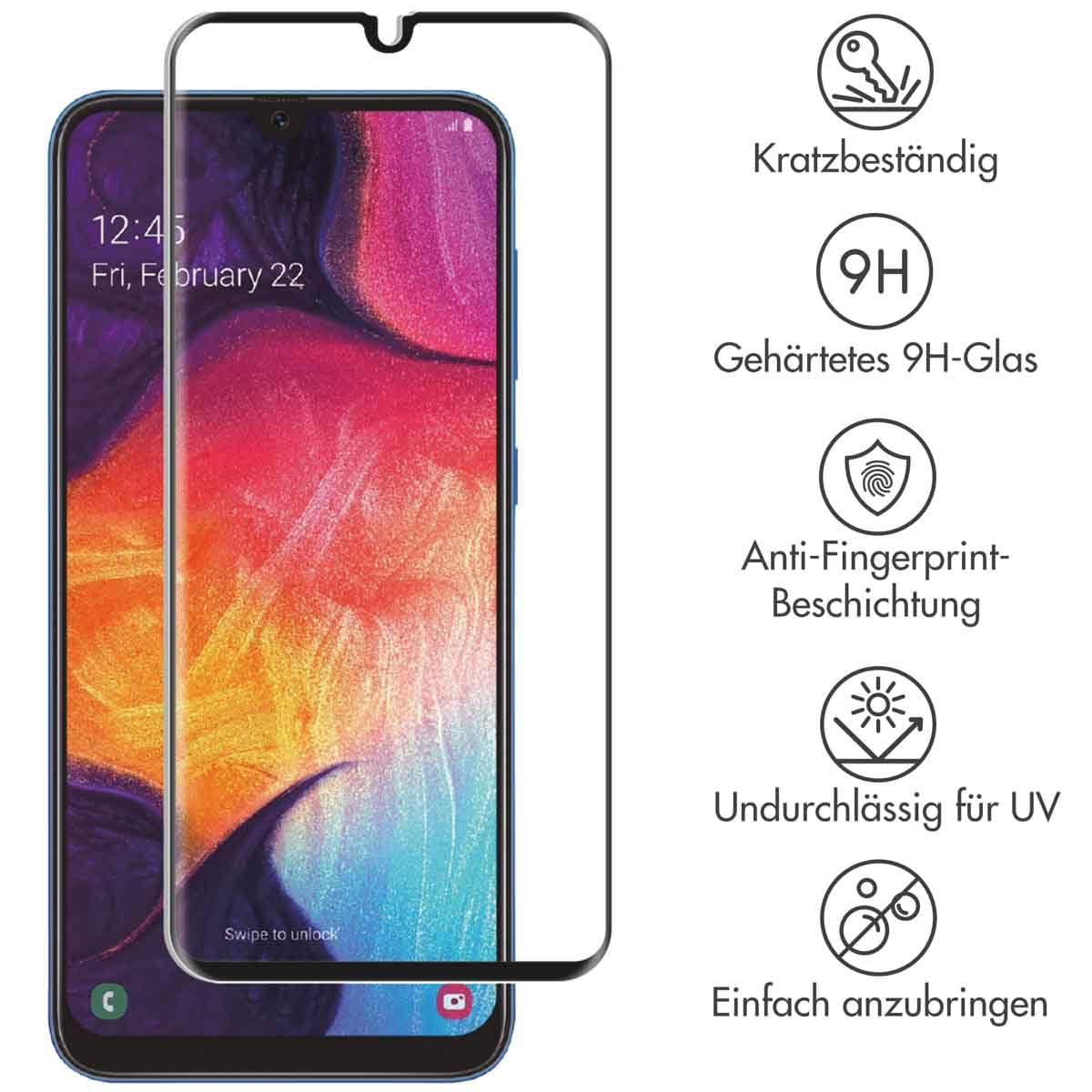 SELENCIA Protection d'écran en verre trempé Galaxy A40, bord à bord 9H