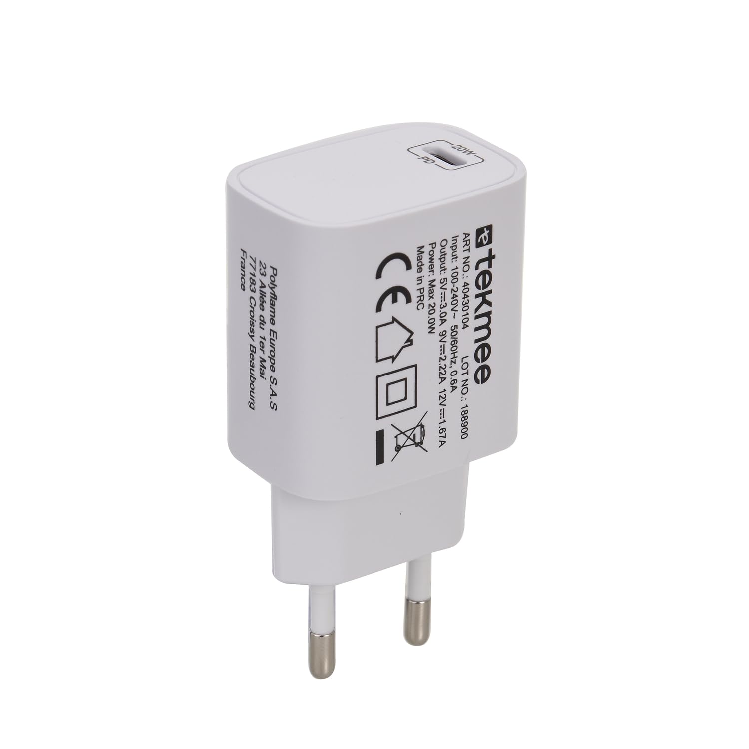 Tekmee Kits de charge rapide kit 20 W USB-C avec câble USB-C