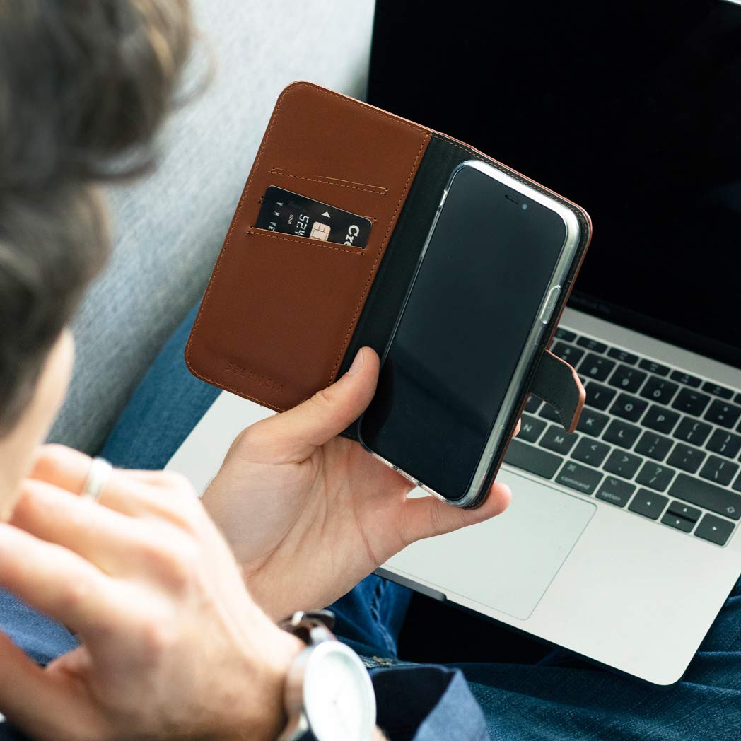 SELENCIA Étui à rabat Era Cuir Pochette Side Flip Case iPhone 12 Pro Max marron cuir