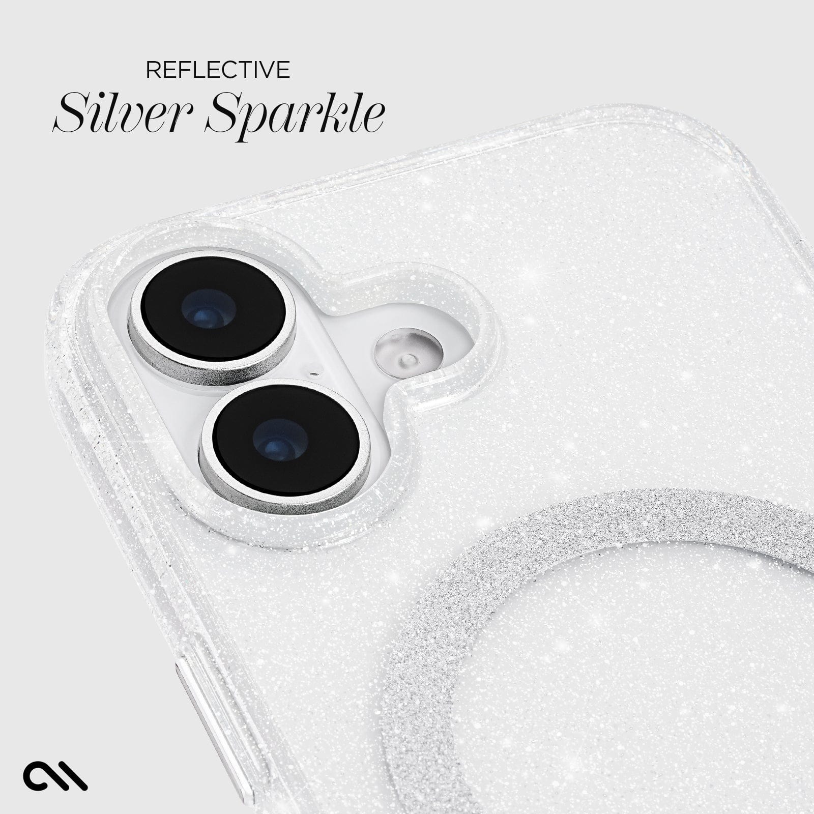 CASE-MATE Sheer Twinkle Silver MagSafe coque iPhone 17 argentée