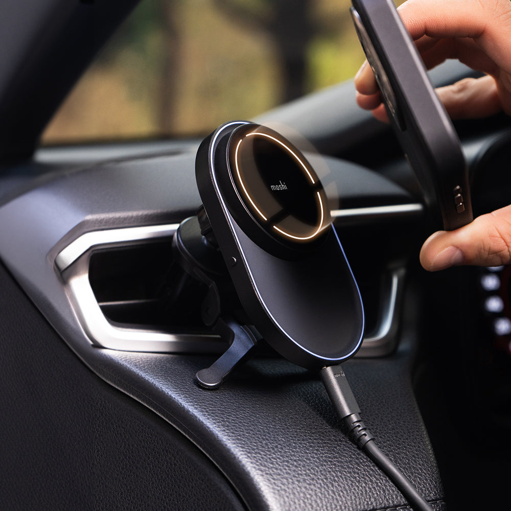 MOSHI Chargers Qi2 Magnetic Wireless Car Charger chargeur voiture sans fil 15 W noir brume