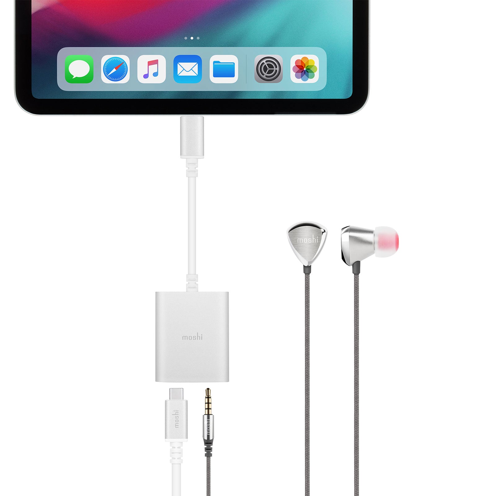 MOSHI Cables and Adapters USB-C to 3.5 mm Audio Adapter with USB-C Charging adaptateur audio argent