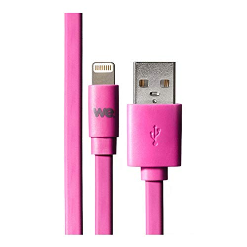 WE Cables câble USB Lightning plat 1 m fuchsia en silicone