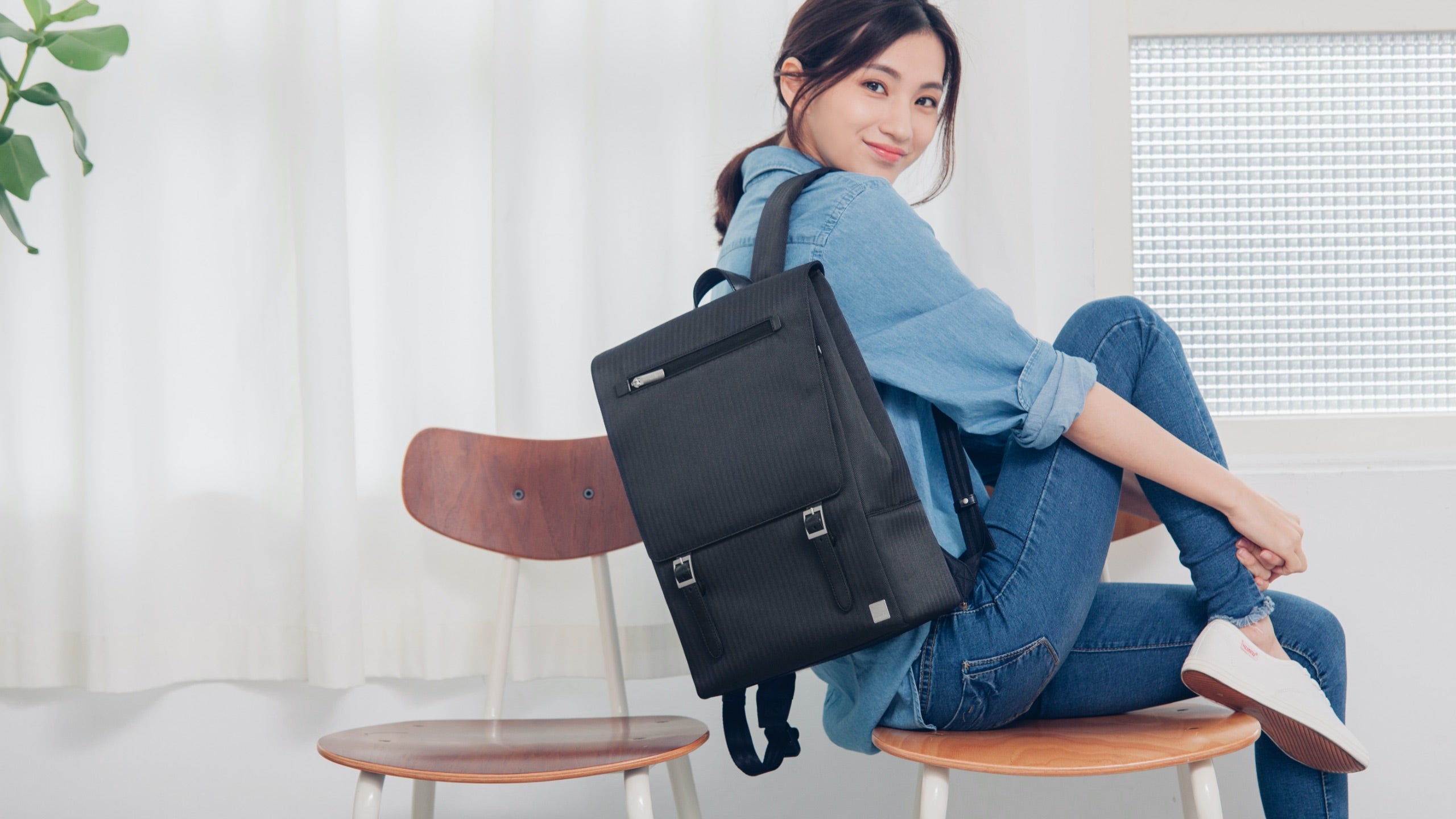MOSHI Bags Helios Lite Slim Laptop Backpack sac à dos Herringbone Gray 13 pouces résistant aux intempéries