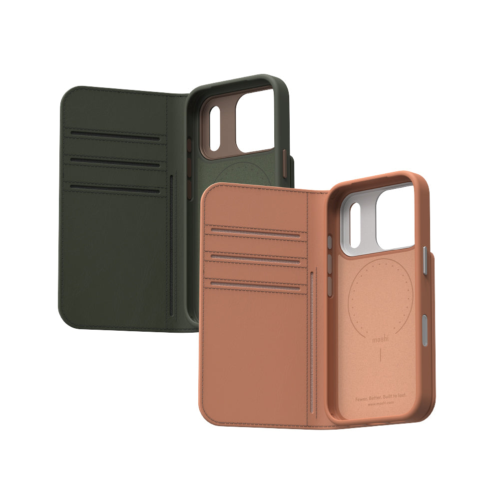 Moshi Cases Overture Case with Detachable Magnetic Wallet (MagSafe) coque iPhone 17 Pro Misty Coral