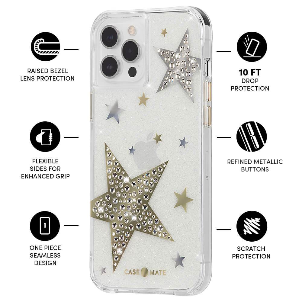 CASE-MATE Phone Cases Sheer Superstar coque iPhone 12 / iPhone 12 Pro étoiles