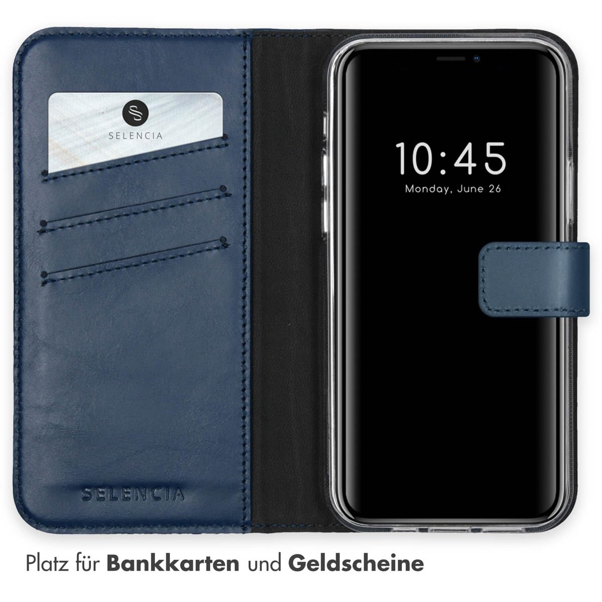 SELENCIA Étui à rabat Era iPhone 12 cuir bleu 3 cartes