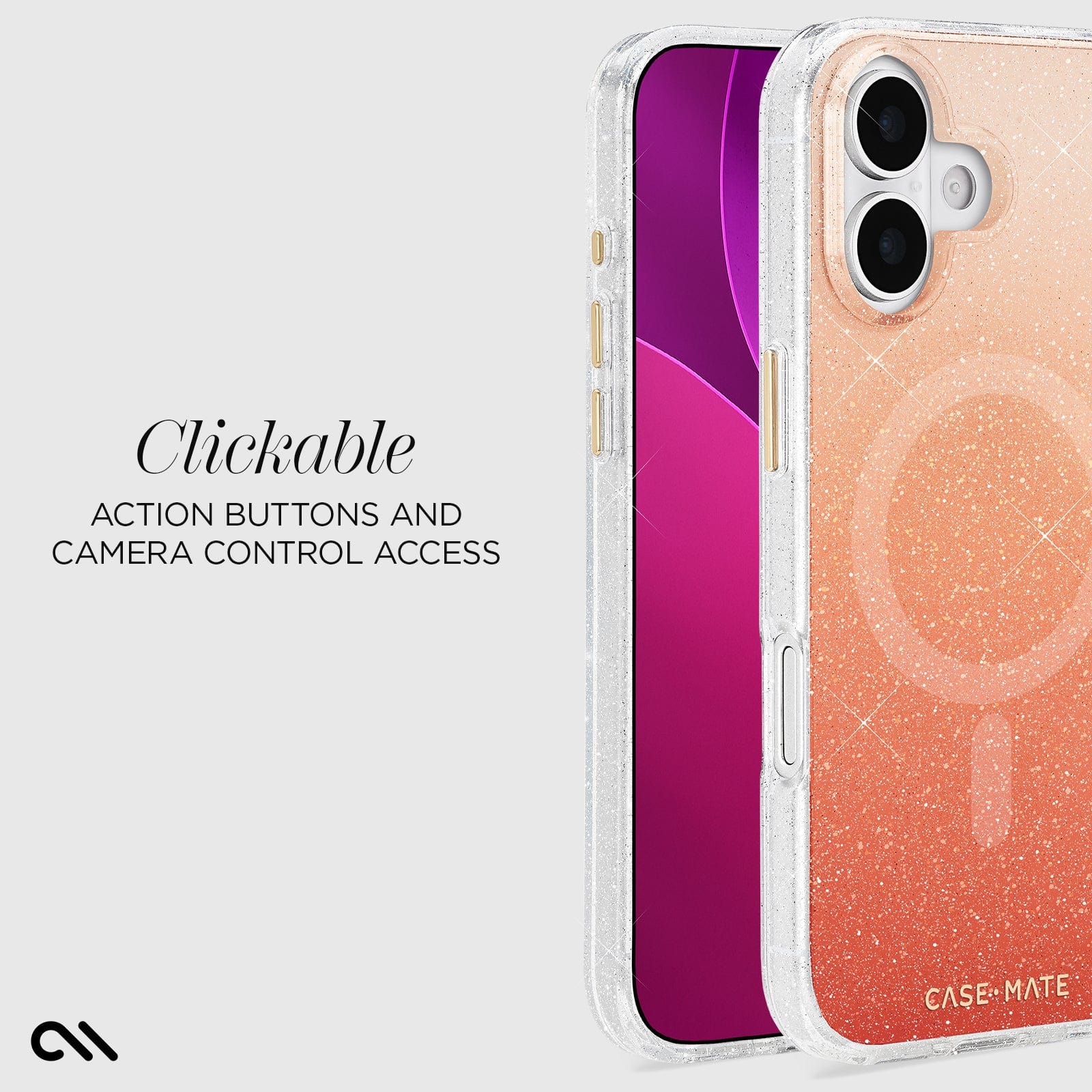 CASE-MATE Phone Cases Sheer Twinkle iPhone 17 coque orange ombré MagSafe