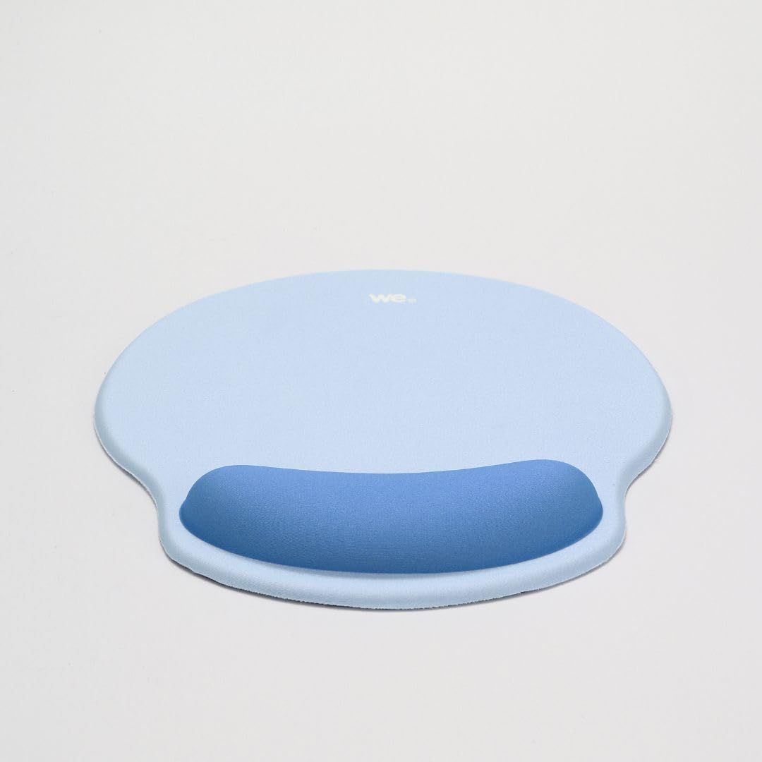 WE WE POP Tapis de souris avec repose-poignet bicolore bleu ciel et bleu foncé en tissu