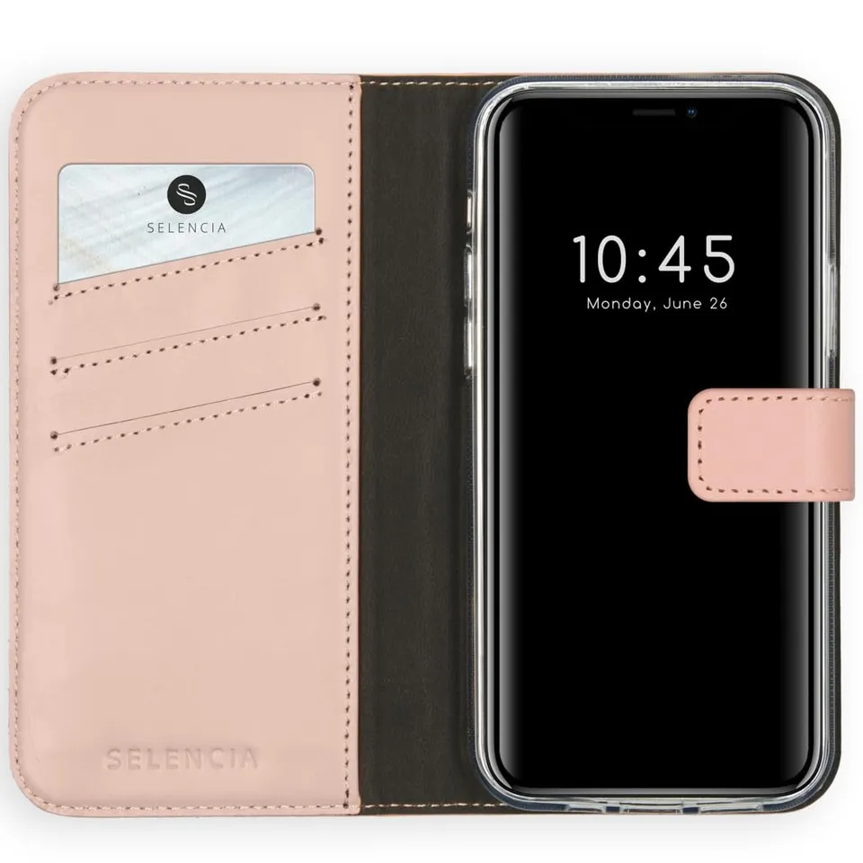 SELENCIA Étui à rabat Era cuir iPhone 12 rose, 3 fentes cartes