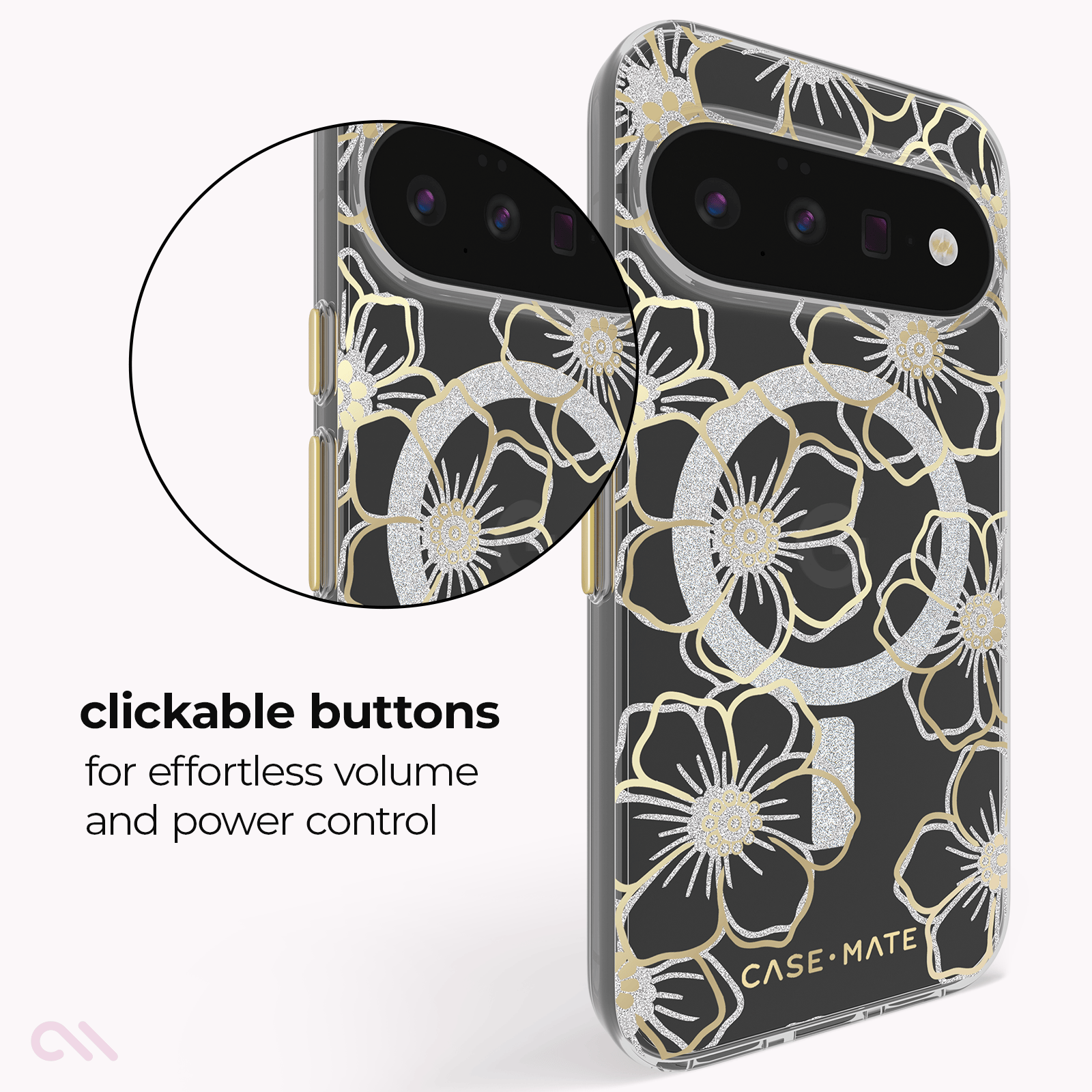 CASE-MATE Phone Cases Floral Gems with Magnet coque Pixel 11 Floral Gems antichoc
