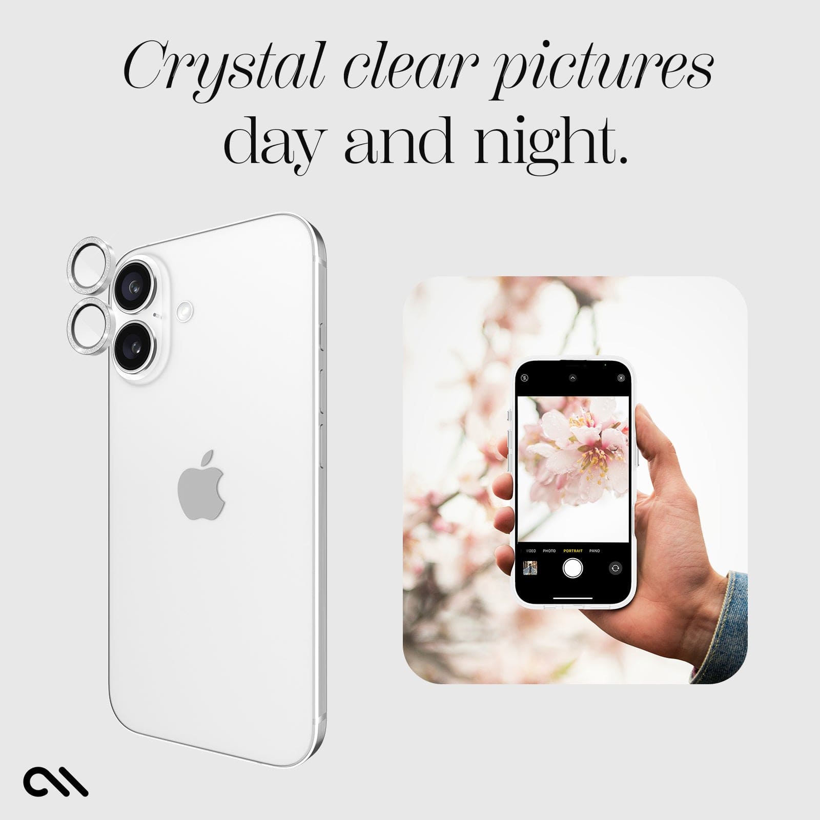 CASE-MATE Twinkle protection objectif iPhone 16 / 16 Plus argent scintillant