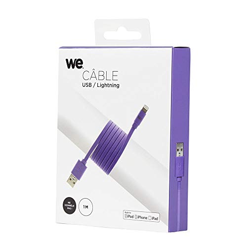 WE Cables câble USB Lightning plat 1 m violet en silicone
