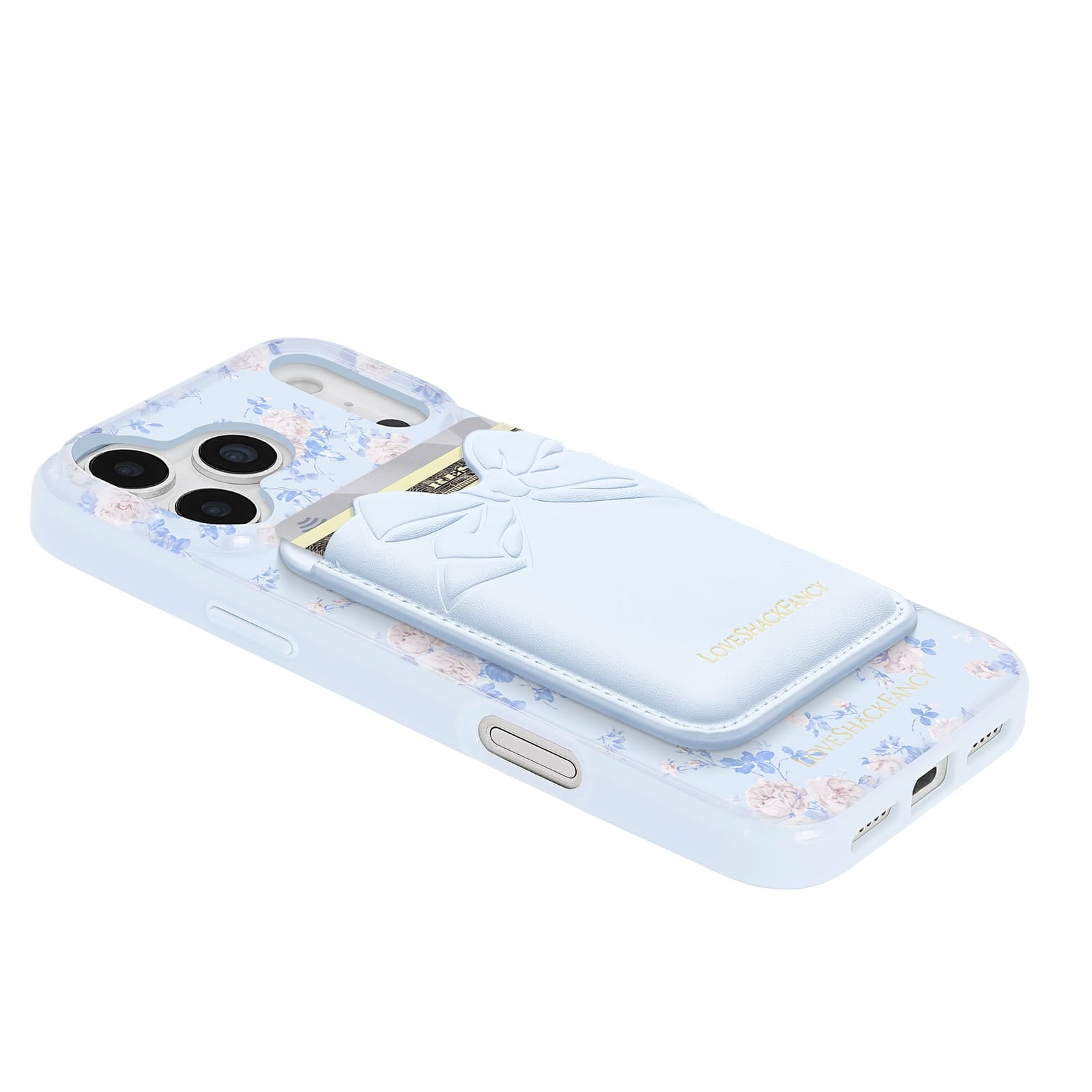 CASE-MATE Phone Accessories Case-Mate x LoveShackFancy Adhesive Bow Wallet portefeuille adhésif bleu