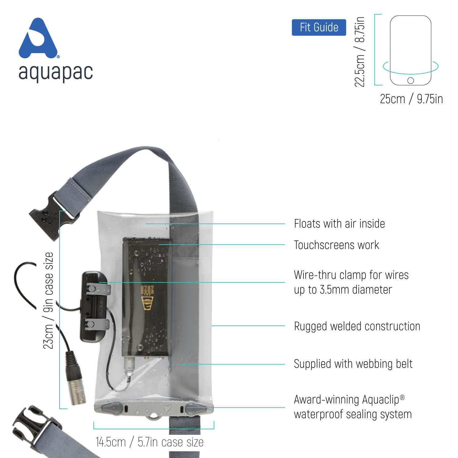 Aquapac Radio Microphones Large Radio Mic Case étui micro IPX6