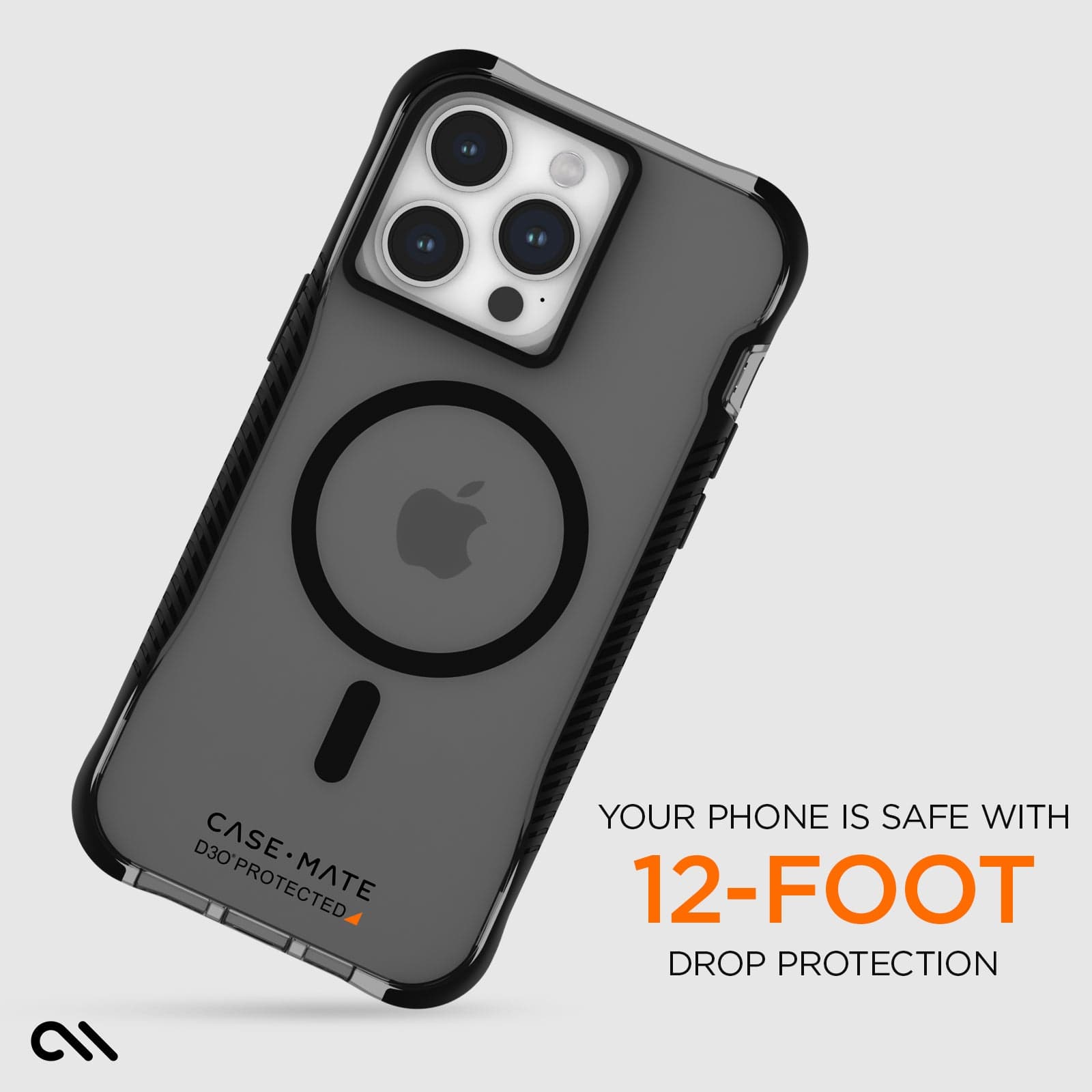 CASE-MATE Phone Cases Tough Grip D3O® Black MagSafe iPhone 15 Pro Max coque noire antichoc