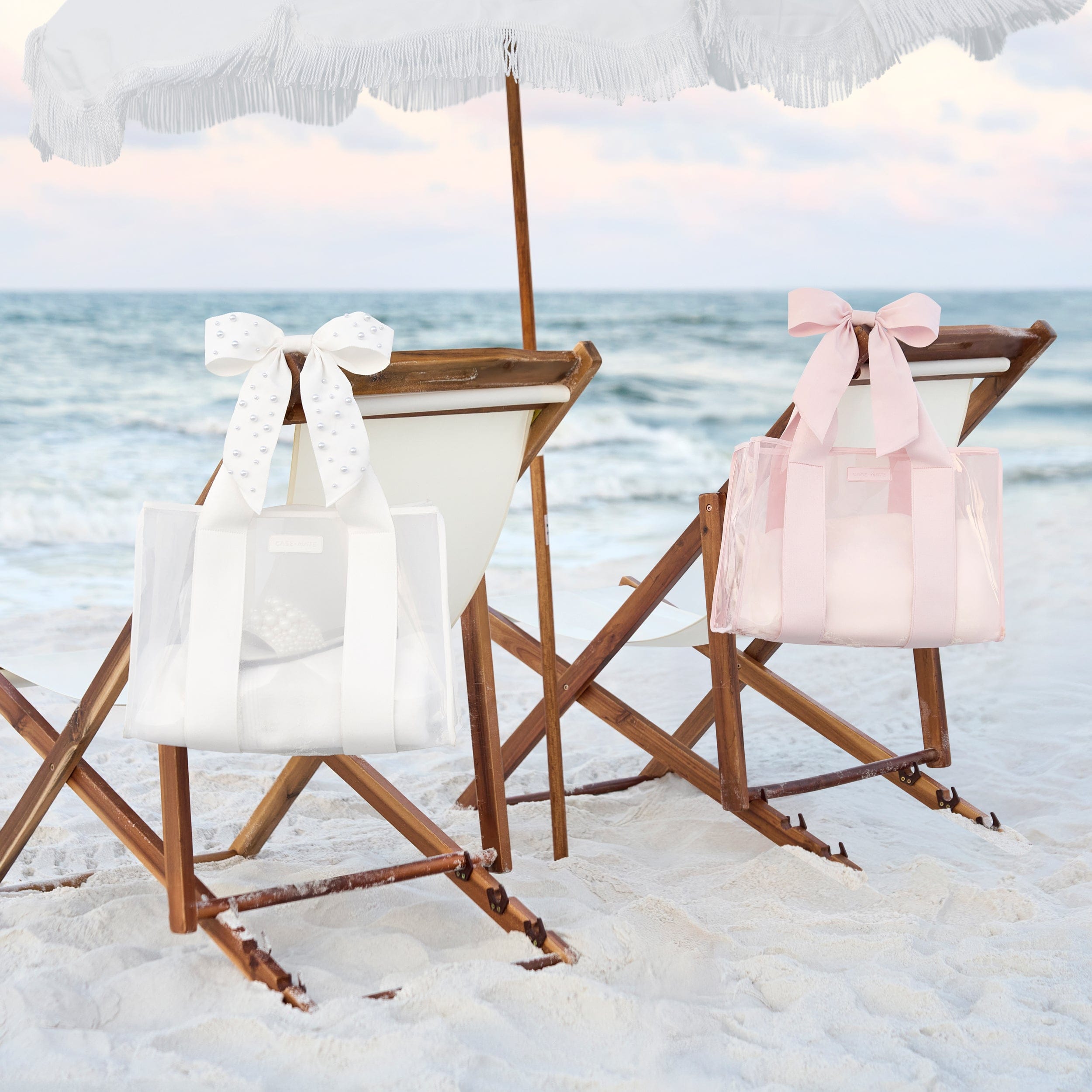 CASE-MATE Bundles The Tote Duo sac cabas rose Ballet et ivoire, lot de 2, lavables