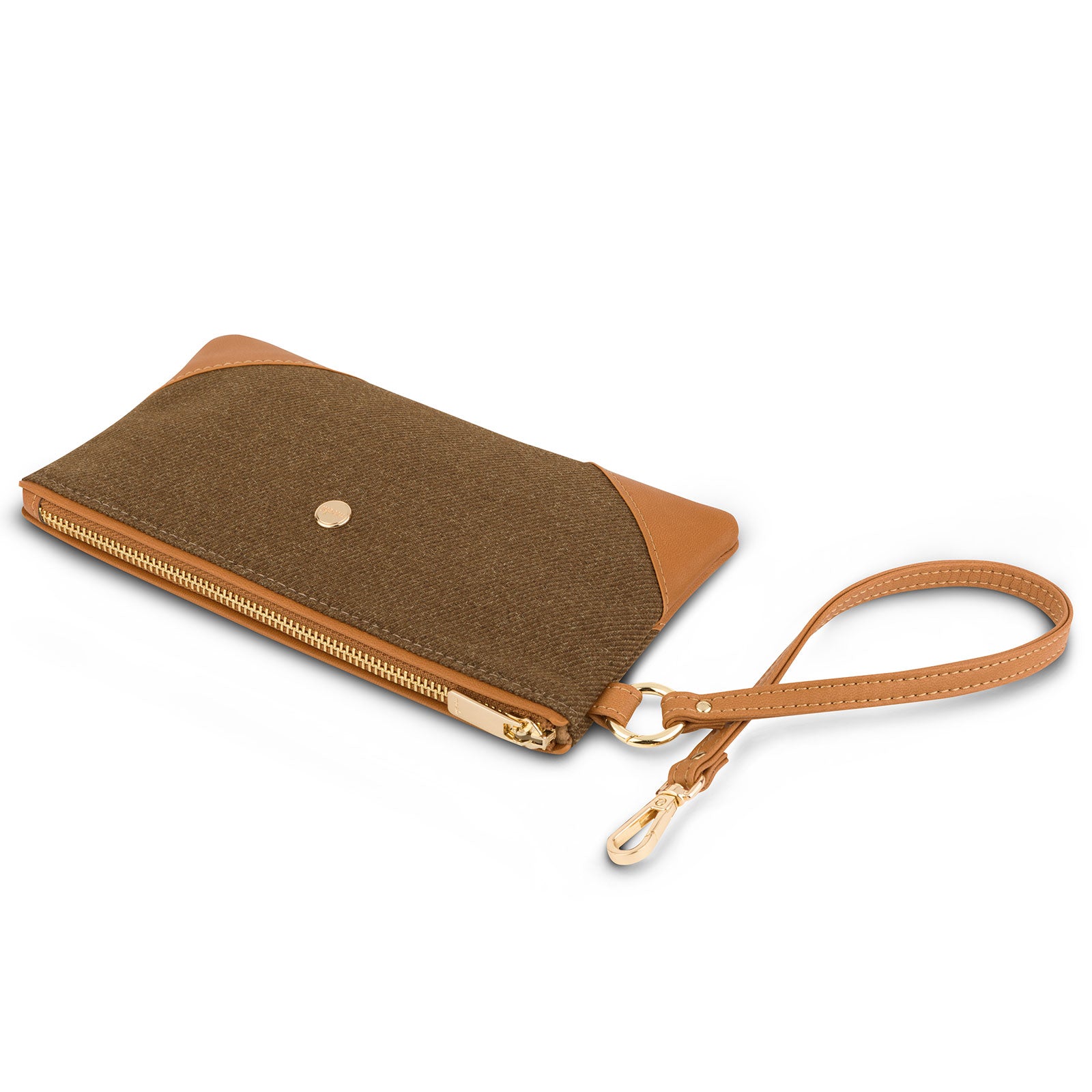 Moshi Bags Wristlet Clutch pochette bracelet marron vintage