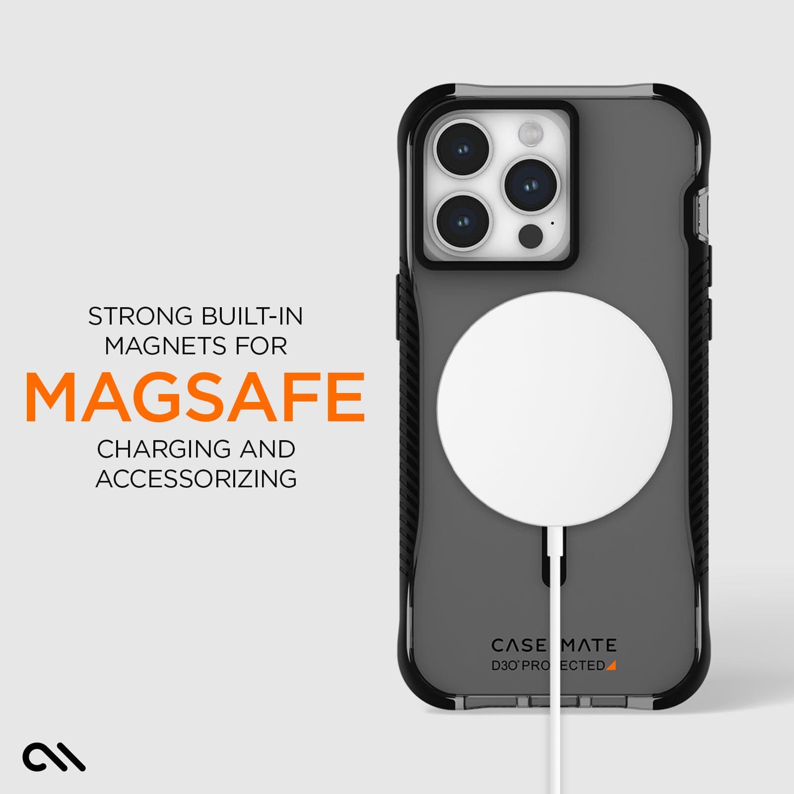 CASE-MATE Phone Cases Tough Grip D3O® Black MagSafe iPhone 15 Pro Max coque noire antichoc