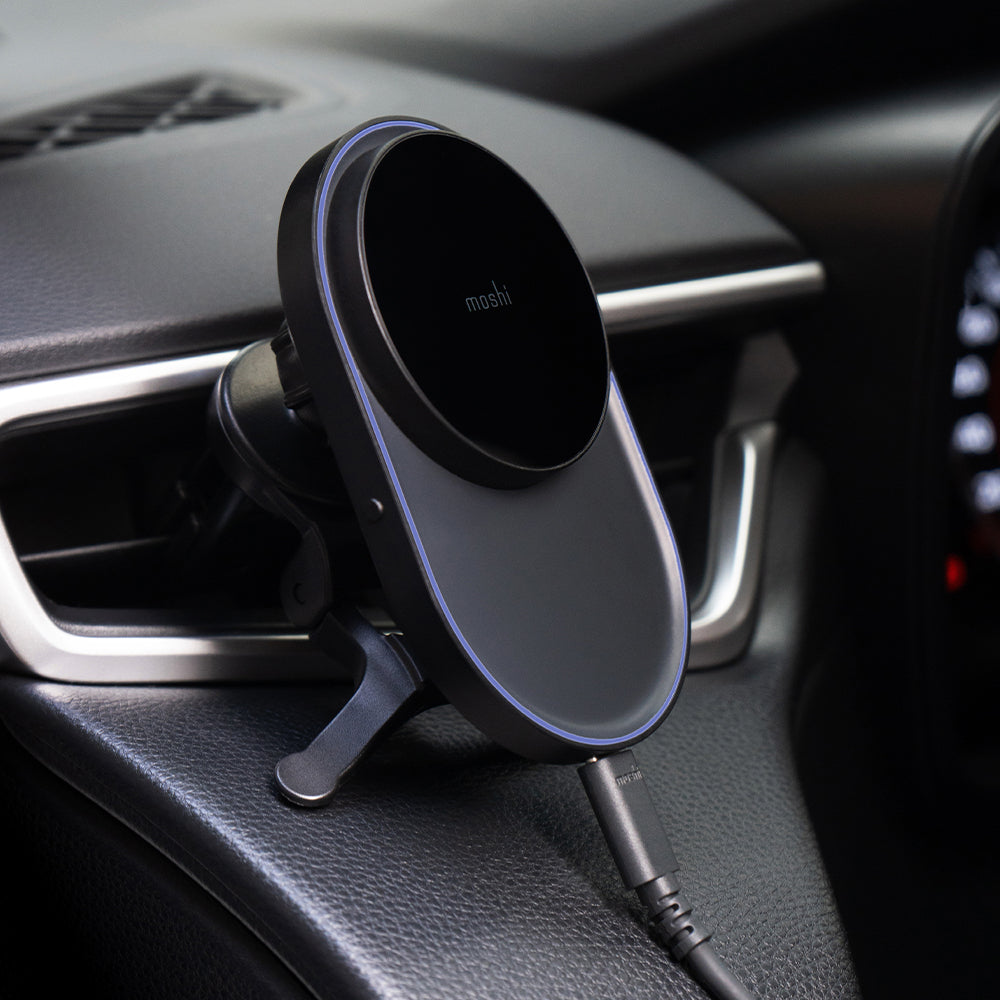 MOSHI Chargers Qi2 Magnetic Wireless Car Charger chargeur voiture sans fil 15 W noir brume