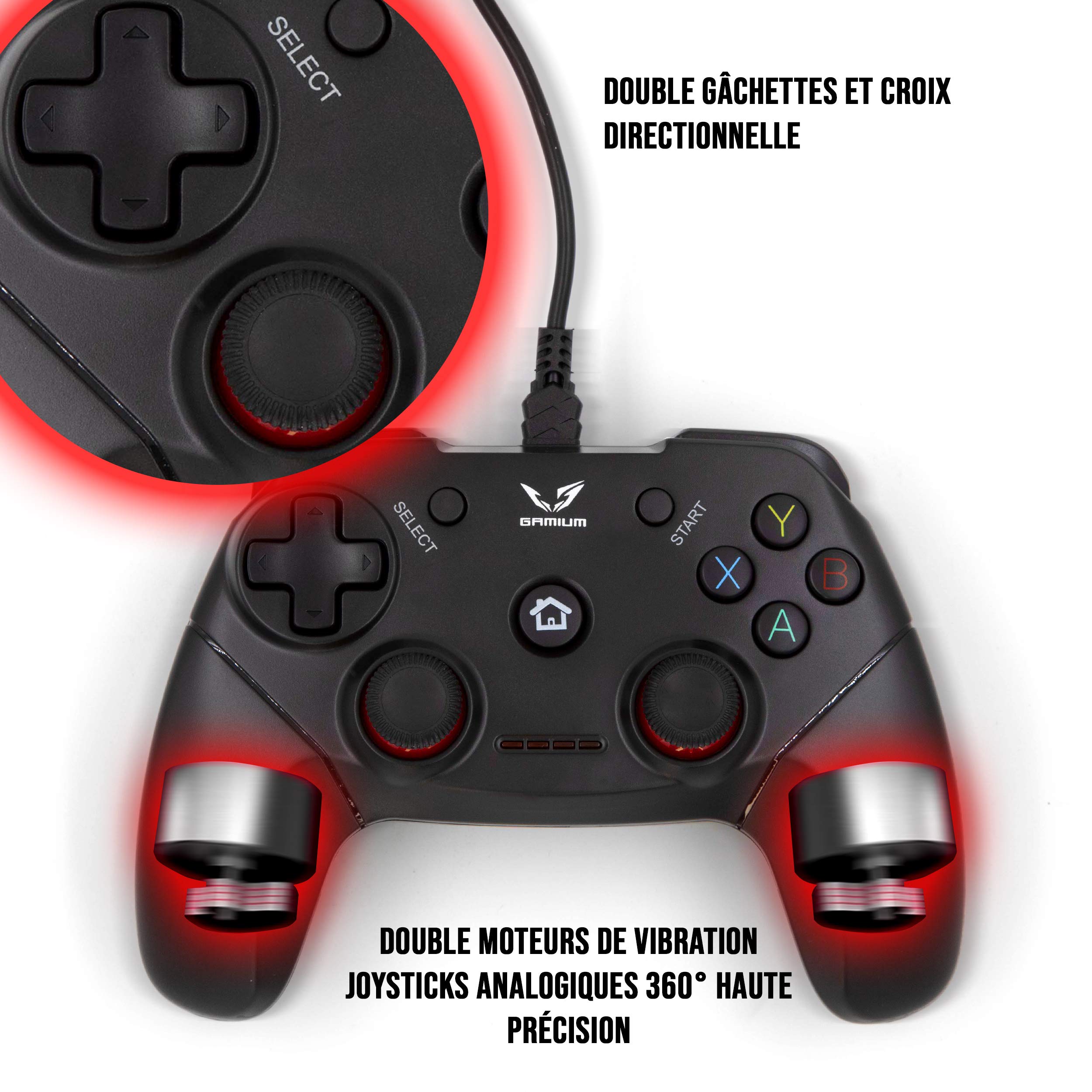 WE GAMIUM manette PS3 filaire USB câble 1,8 m 12 boutons