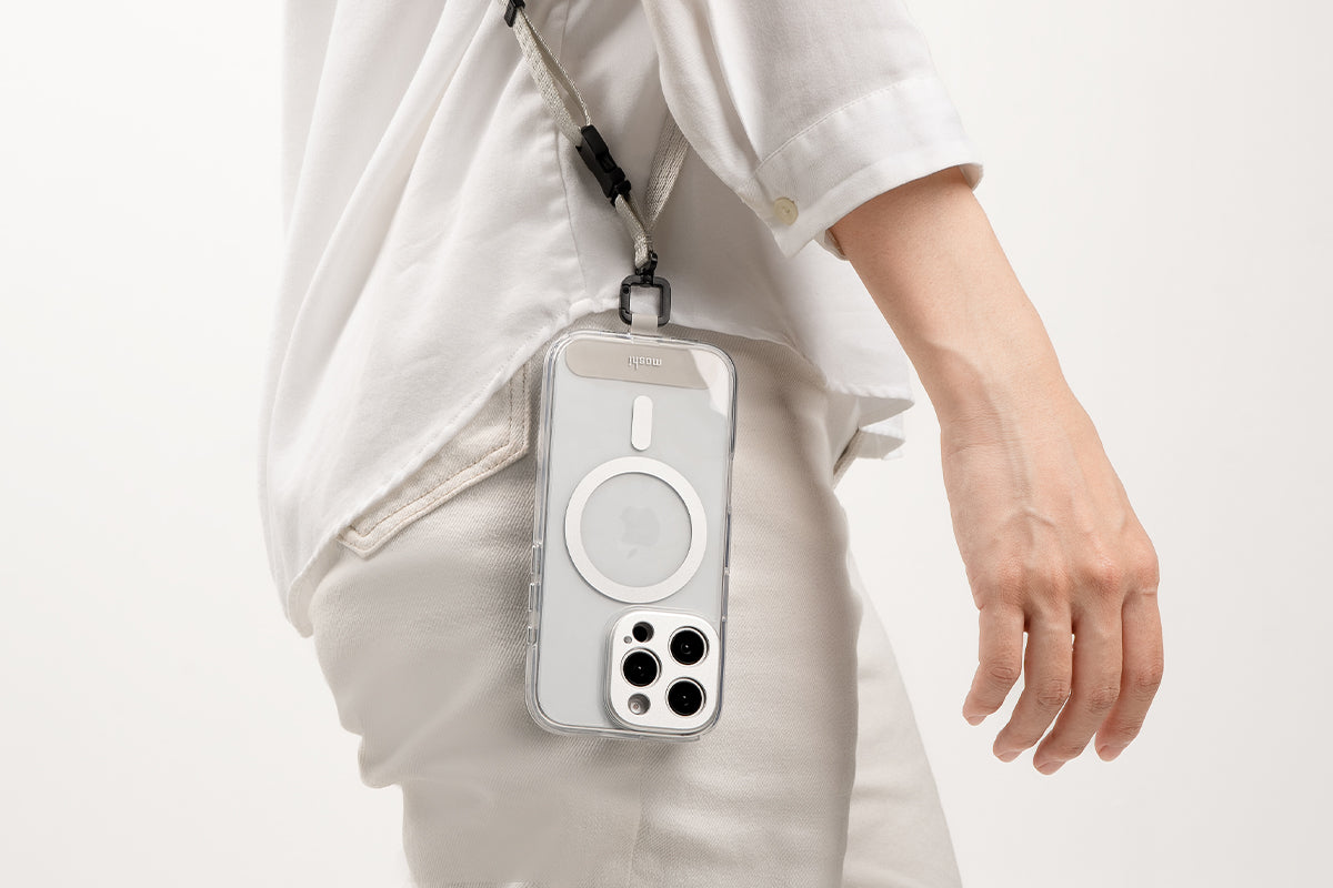 Moshi Accessories 2-in-1 Wrist & Crossbody Strap sangle téléphone blanc brume