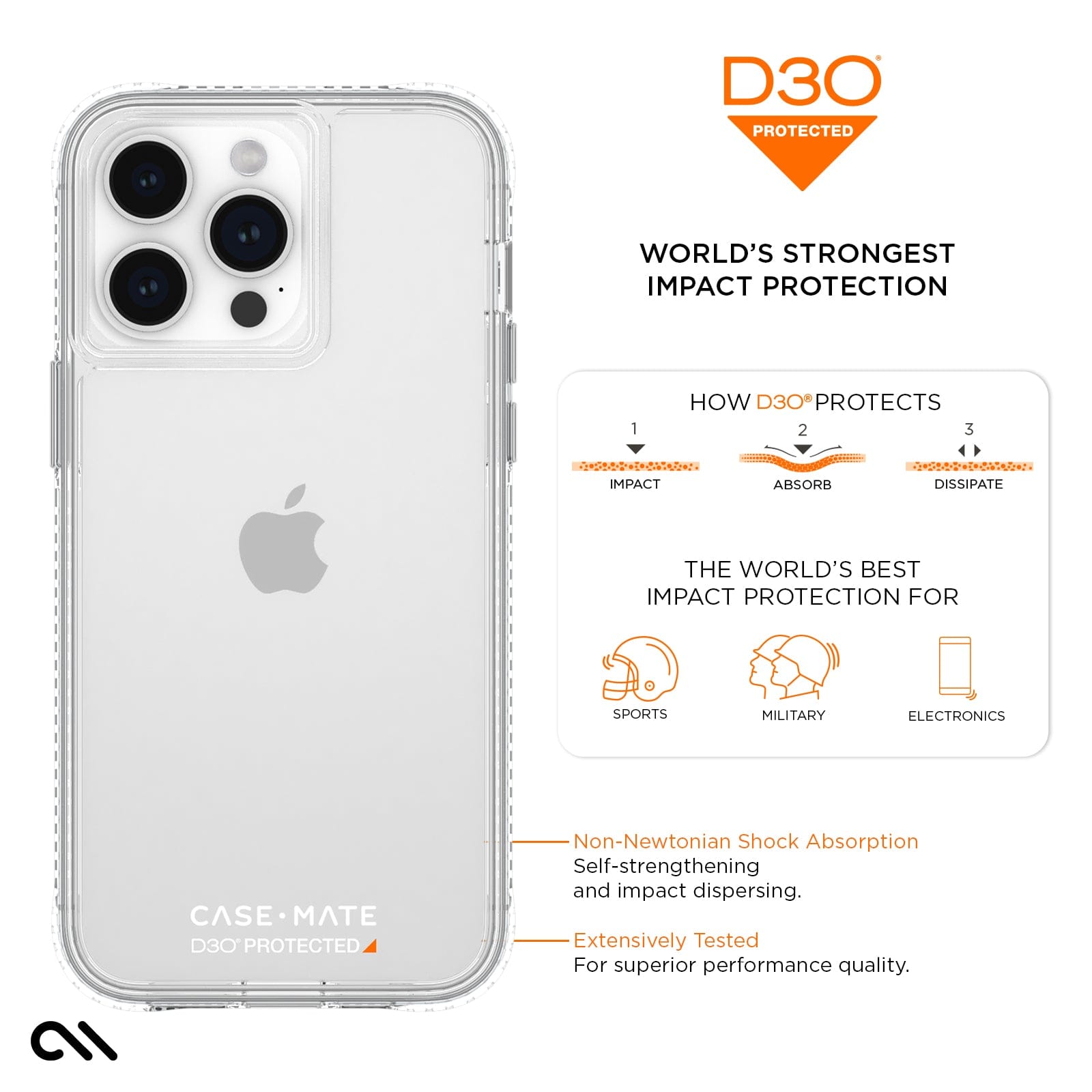 CASE-MATE Tough D3O Clear iPhone 15 Pro Max coque transparente