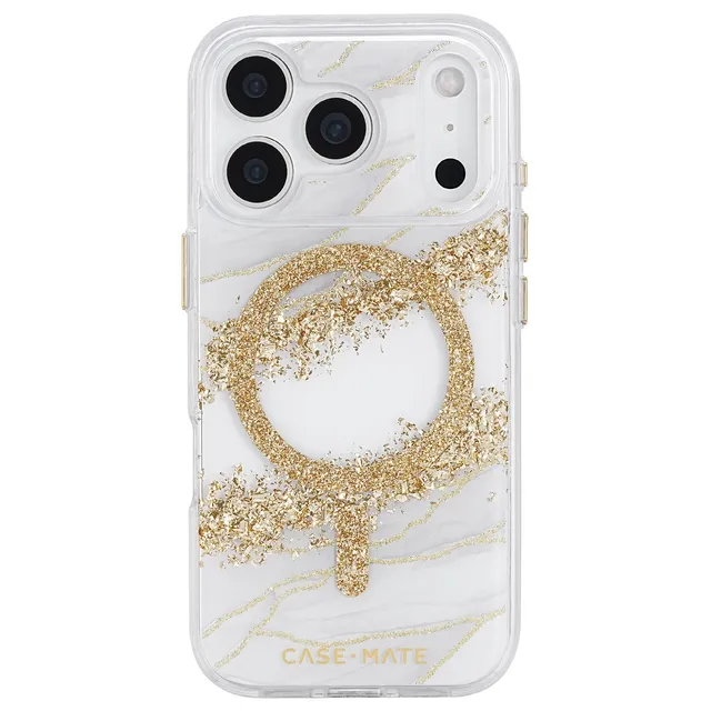 CASE-MATE Karat Granite coque iPhone 17 Pro MagSafe granite blanc et or