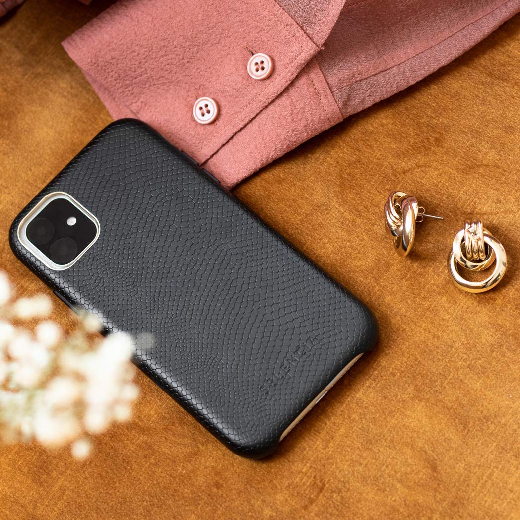 SELENCIA Coque arrière Gaia pour iPhone 11 Pro, noire, aspect serpent