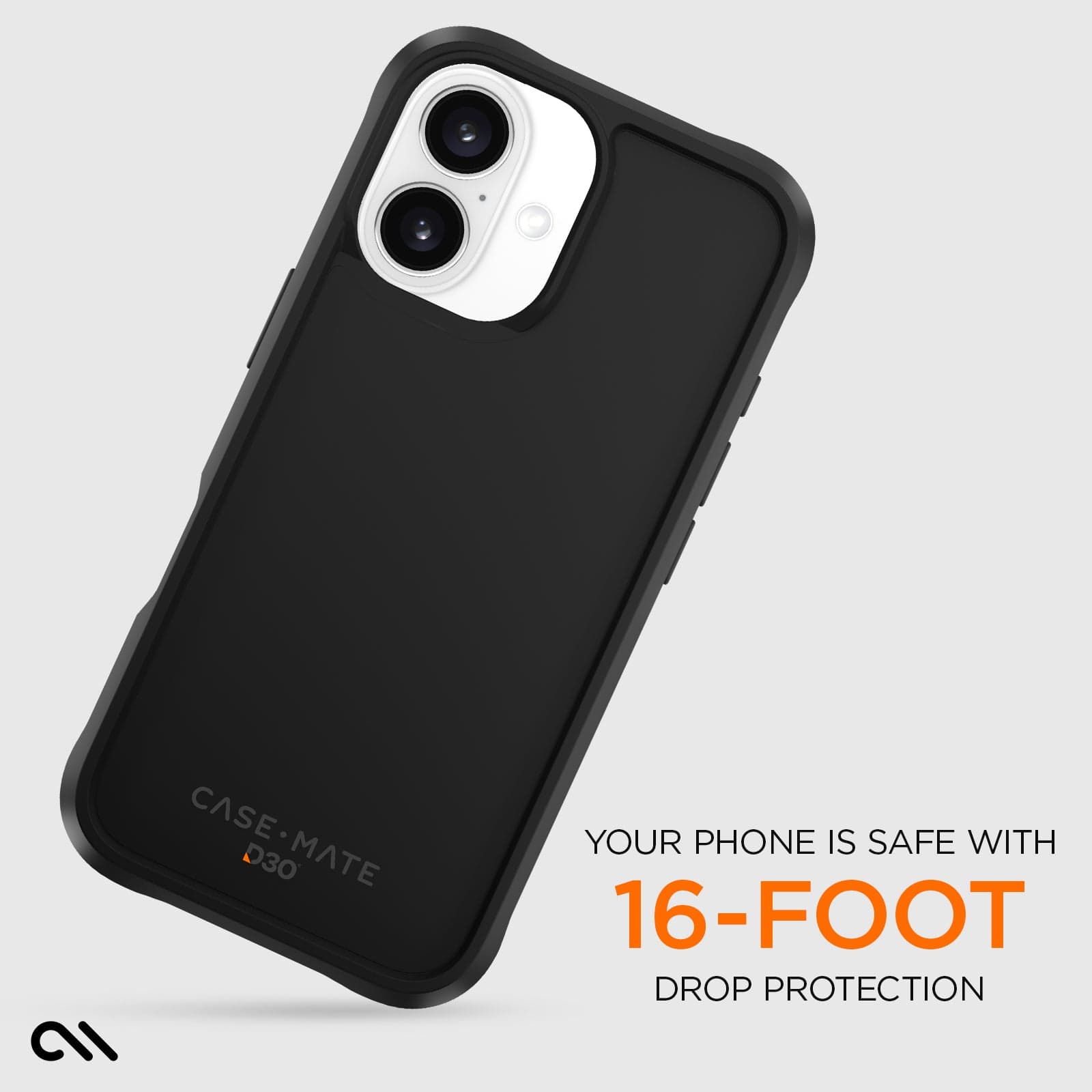 CASE-MATE Phone Cases Tough D3O® Black MagSafe coque iPhone 16 noire antichute 4,9 m