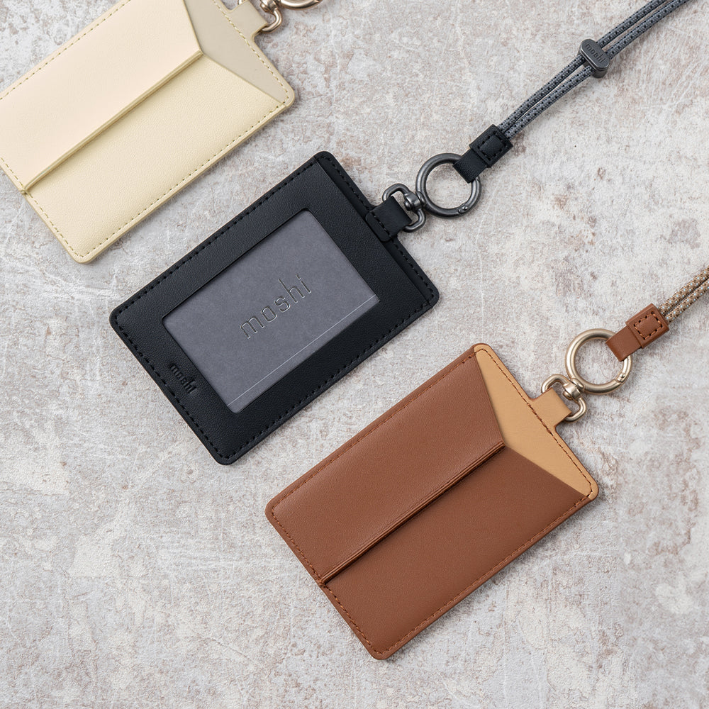 Moshi Card Holders and Keychains Flip ID/Badge Holder porte-badge cuir noir