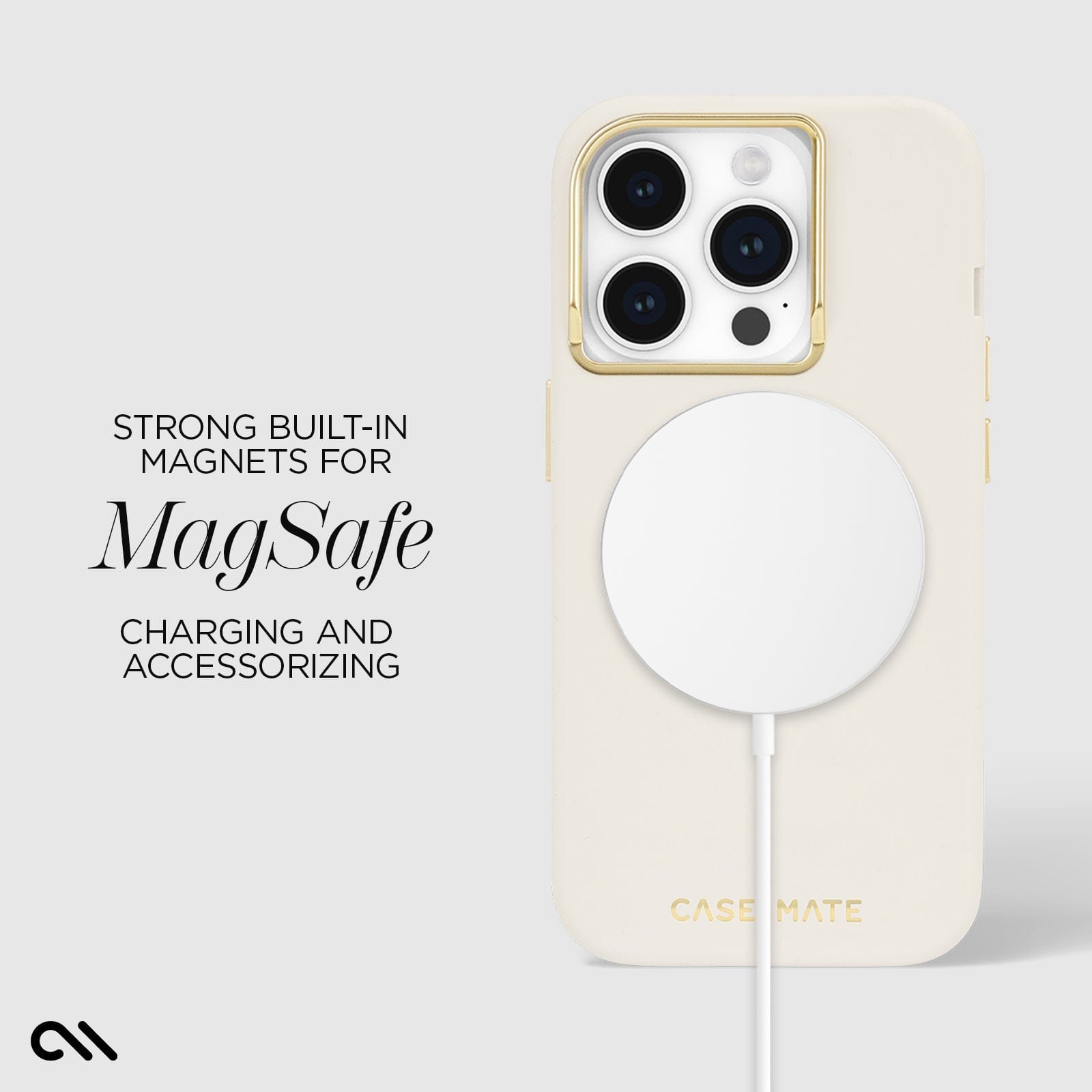 CASE-MATE Phone Cases Silicone Beige MagSafe coque iPhone 15 Pro beige antichute