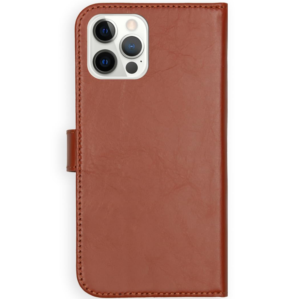 SELENCIA Étui à rabat Era cuir iPhone 12/12 Pro marron 3 cartes magnétique